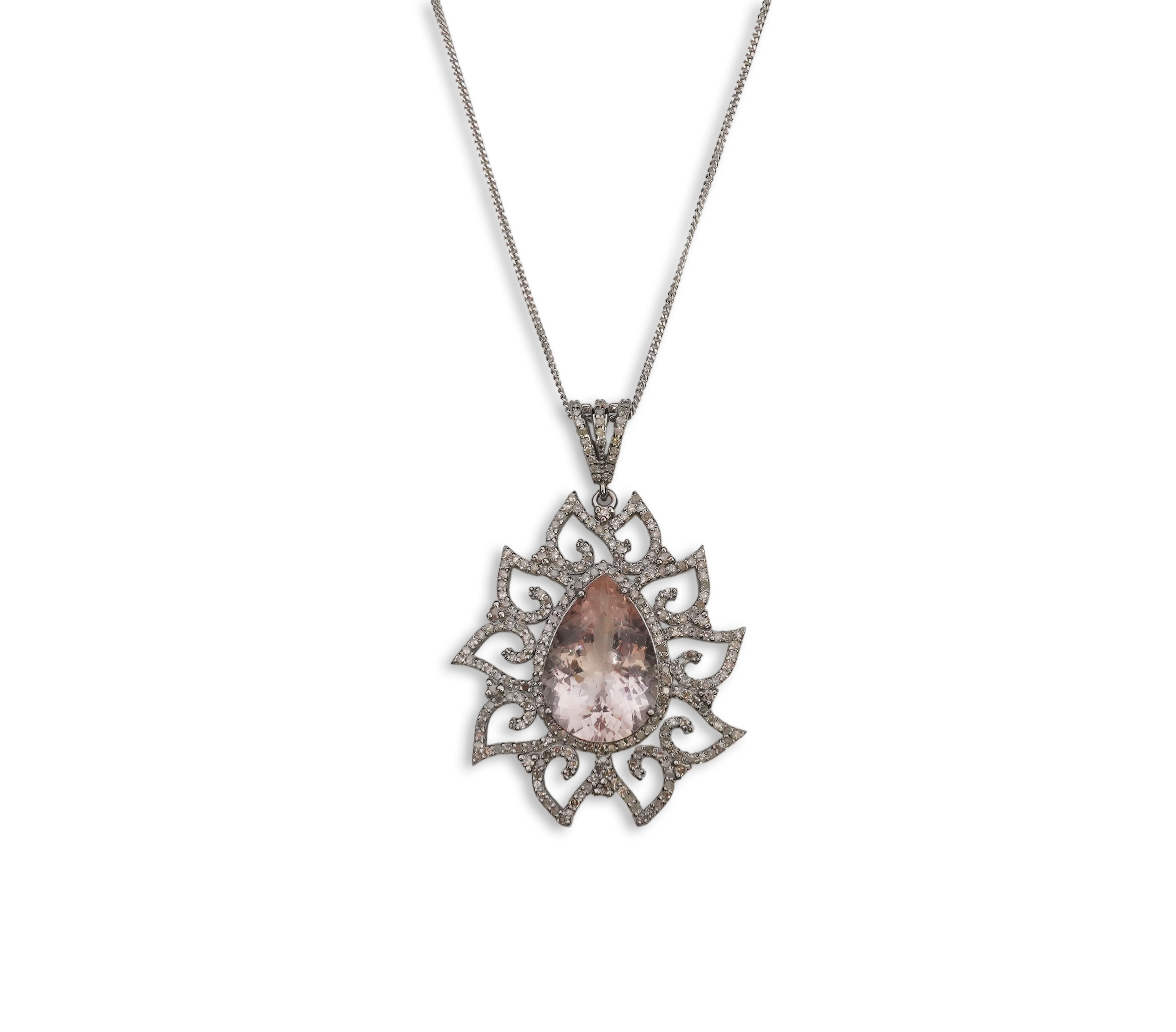 A morganite and diamond pendant